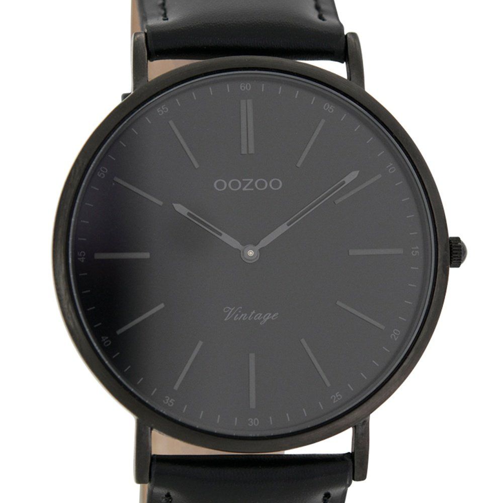 OOZOO Timepieces Vintage Black Leather Strap C7301