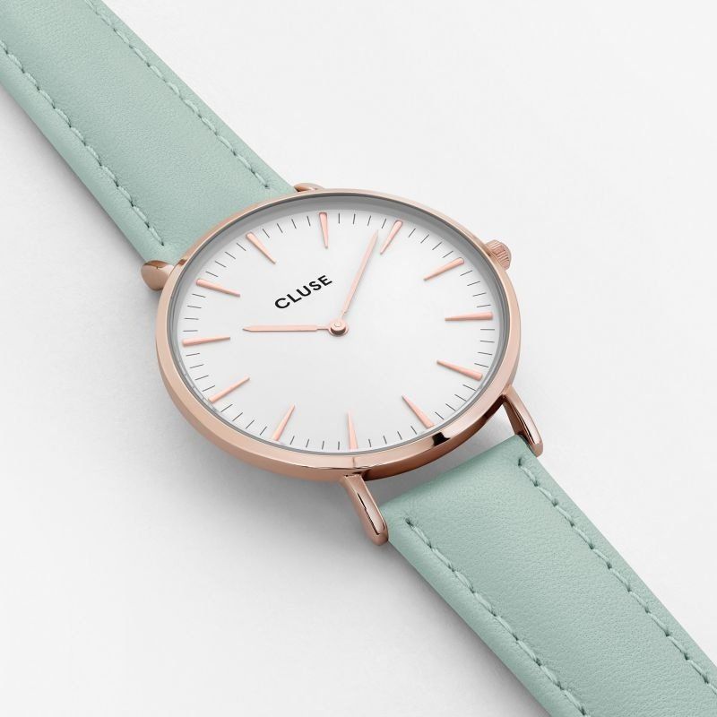 CLUSE La Boheme Rose Gold White/Pastel Mint Leather Strap CW0101201015