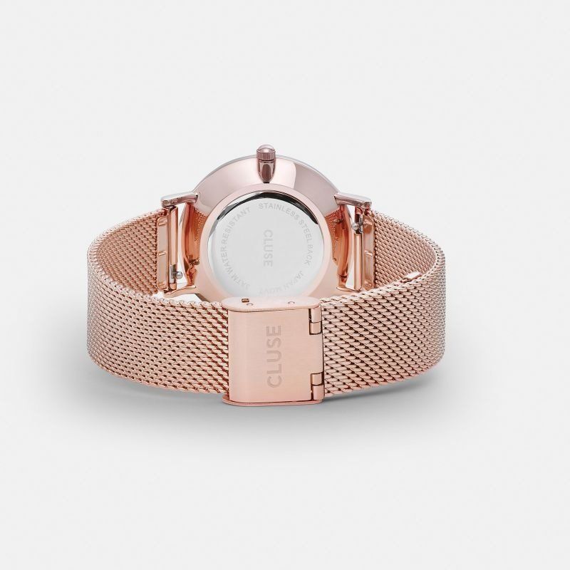 CLUSE Minuit Mesh Rose Gold/White Stainless Steel Strap CW0101203001