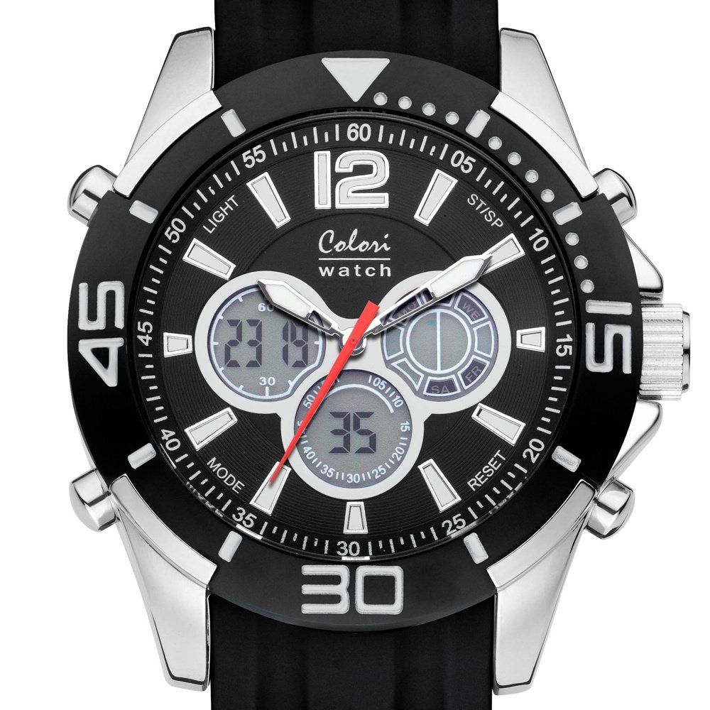 COLORI Sport AnaDigi Black Silicone Strap CLD011