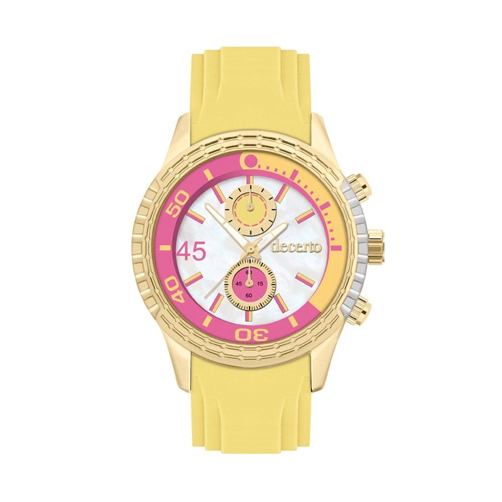 DECERTO Ice Lolly Ladies Gold Alloy Yellow Rubber Strap 1010-2