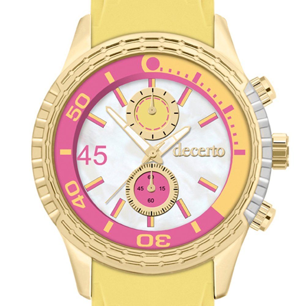 DECERTO Ice Lolly Ladies Gold Alloy Yellow Rubber Strap 1010-2