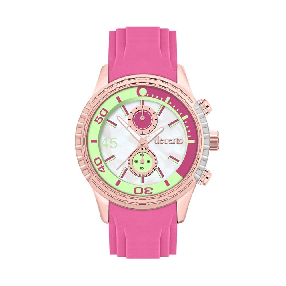  DECERTO Ice Lolly Ladies Rose Gold Alloy Fuchsia Rubber Strap 1010-5