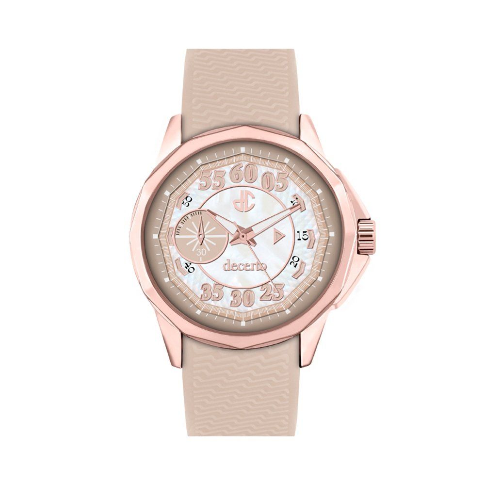 DECERTO Lovish Ladies Rose Gold Alloy Brown Rubber Strap 4507-2