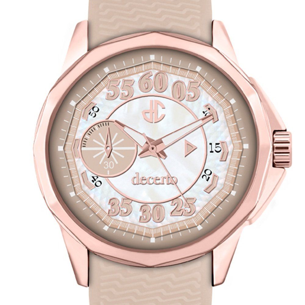 DECERTO Lovish Ladies Rose Gold Alloy Brown Rubber Strap 4507-2