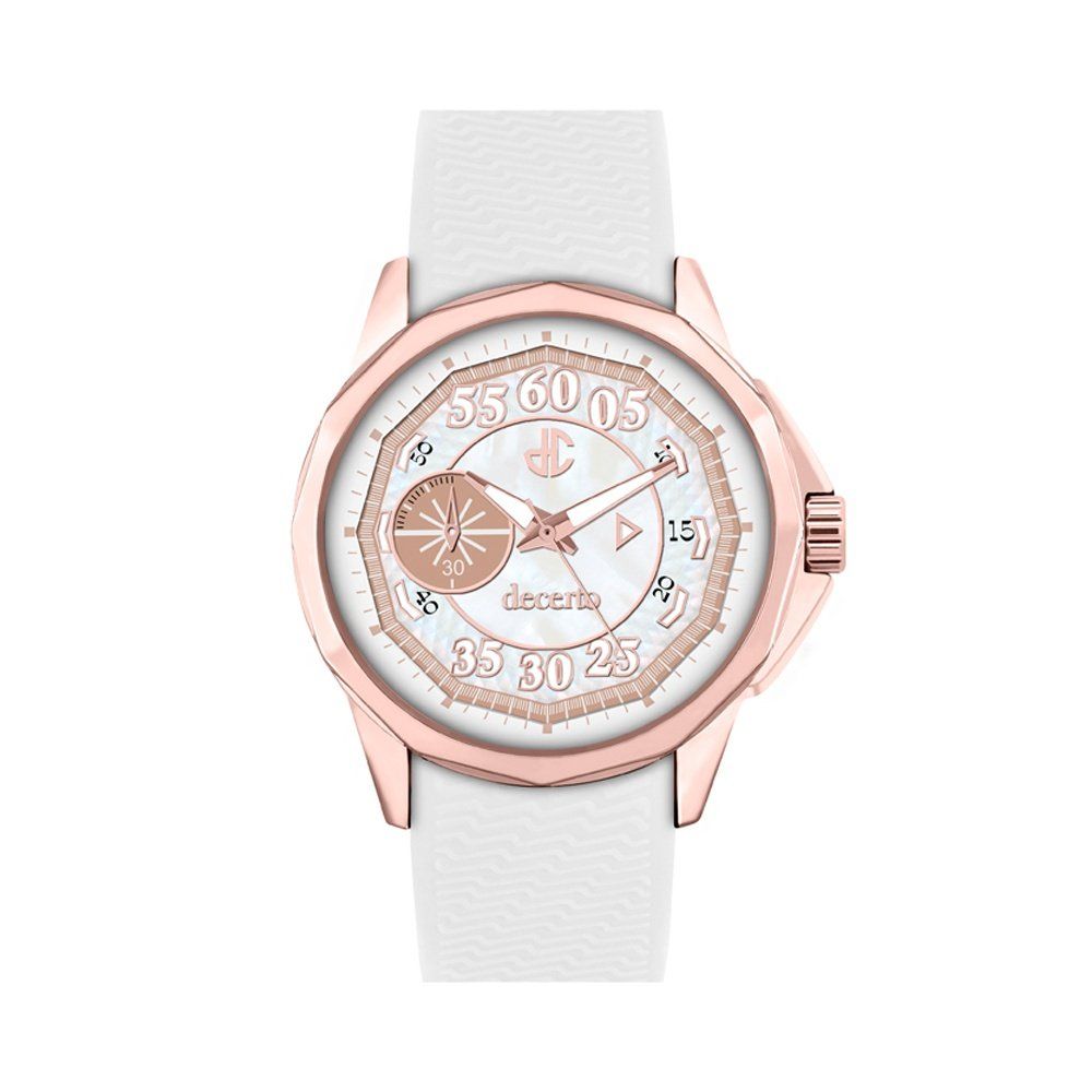 DECERTO Lovish Ladies Rose Gold Alloy White Rubber Strap 4507-4