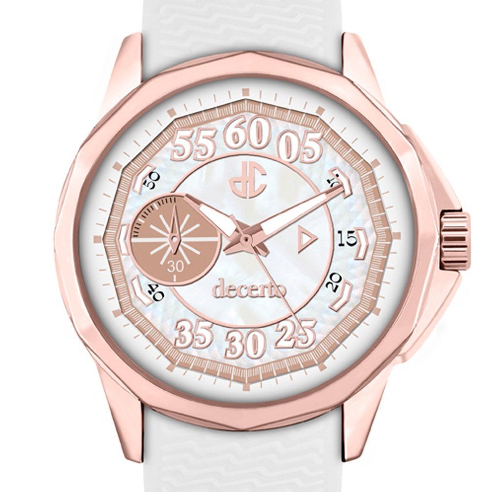 DECERTO Lovish Ladies Rose Gold Alloy White Rubber Strap 4507-4