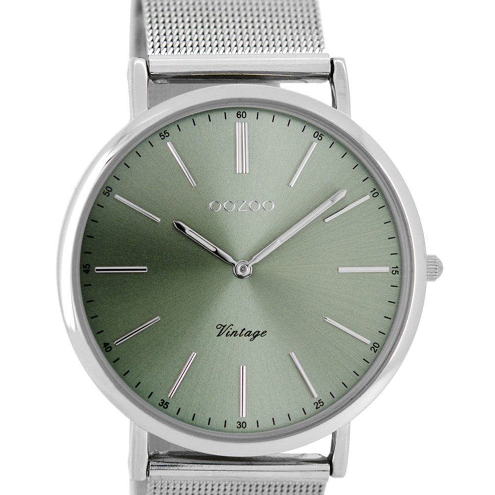 OOZOO Timepieces Vintage Silver Metal Strap C8156