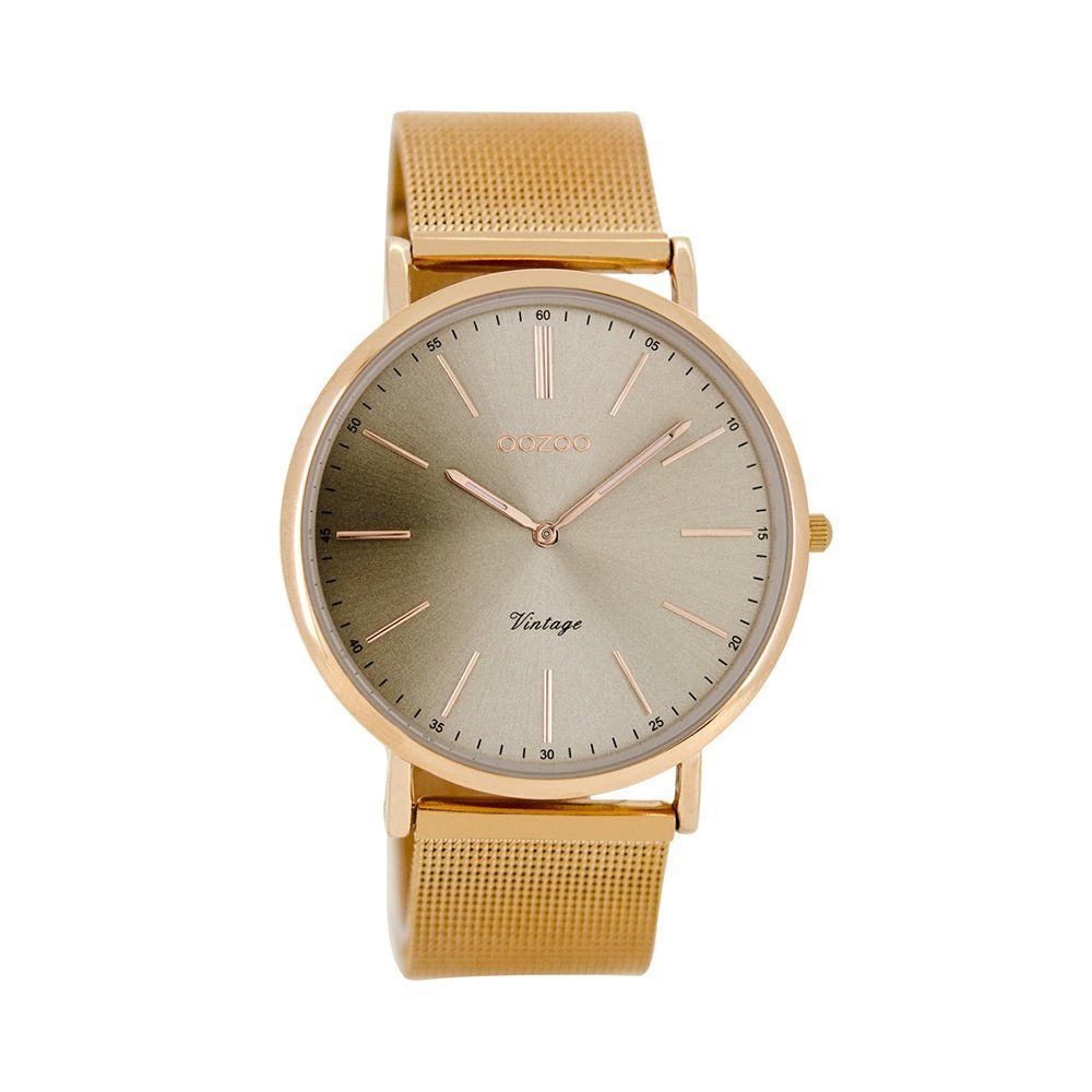 OOZOO Timepieces Vintage Rose Gold Metal Strap C8160