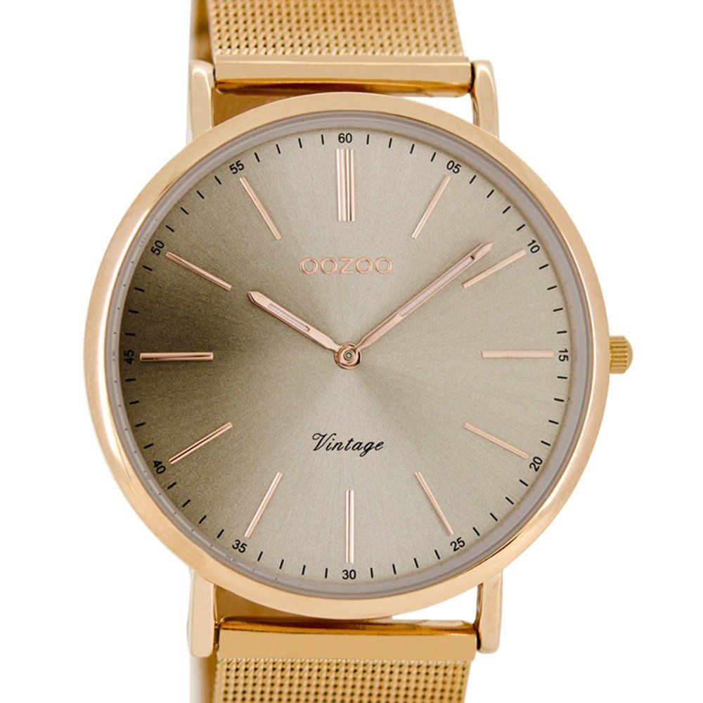 OOZOO Timepieces Vintage Rose Gold Metal Strap C8160