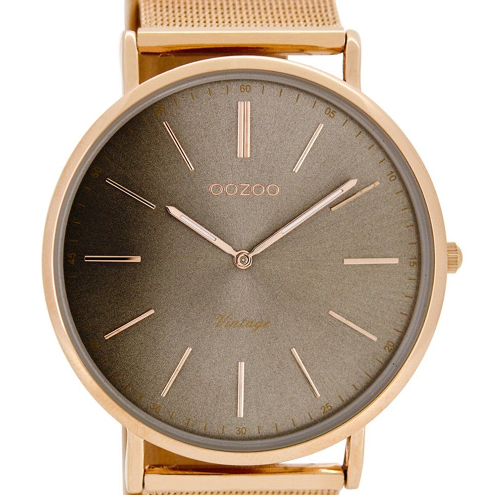 OOZOO Timepieces Vintage Rose Gold Metal Strap C8178