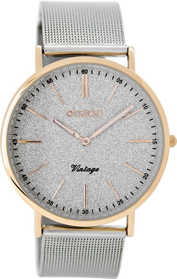 OOZOO Timepieces Vintage Timepieces Grey Mesh Metallic Bracelet C8800