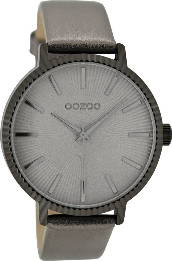 OOZOO Timepieces Silvergrey Leather Strap C9198