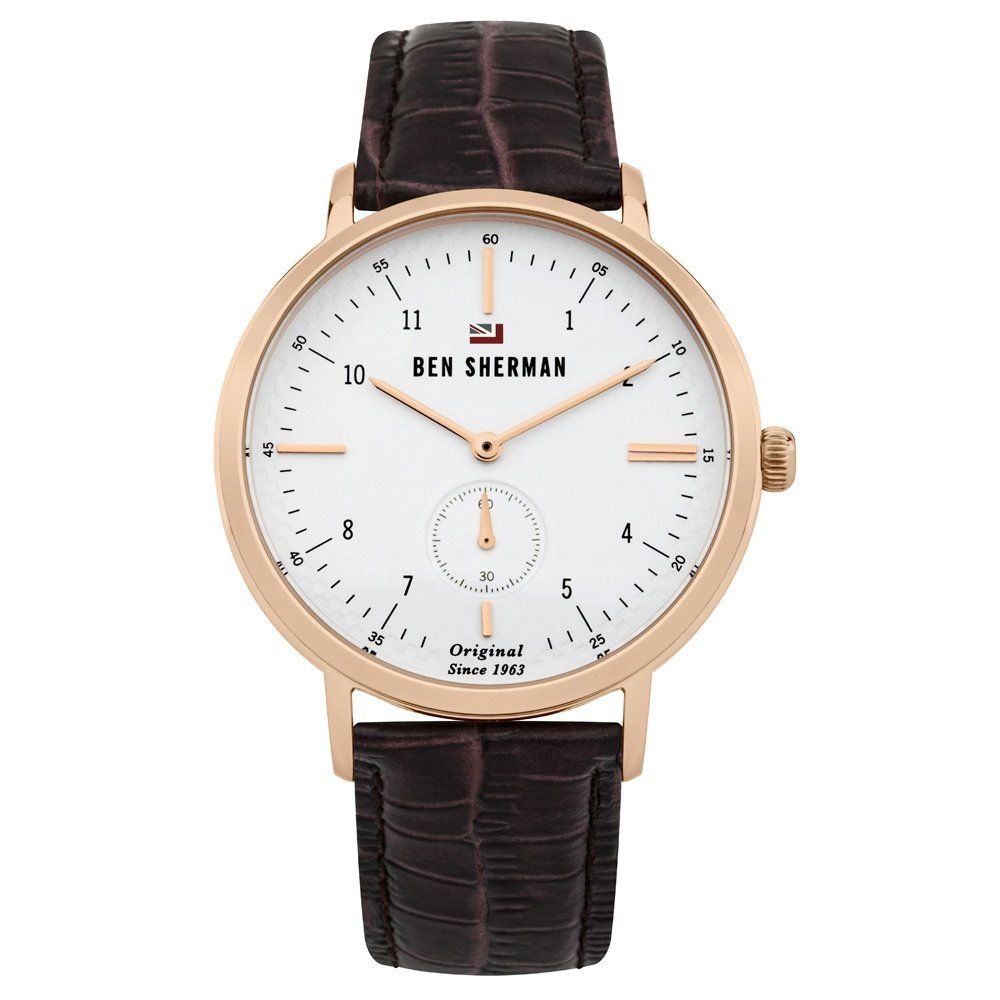 BEN SHERMAN The Dylan Professional Brown Leather Strap WBS102TRG