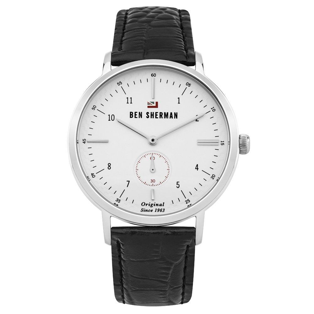 BEN SHERMAN The Dylan Professional Black Leather Strap WBS102WB