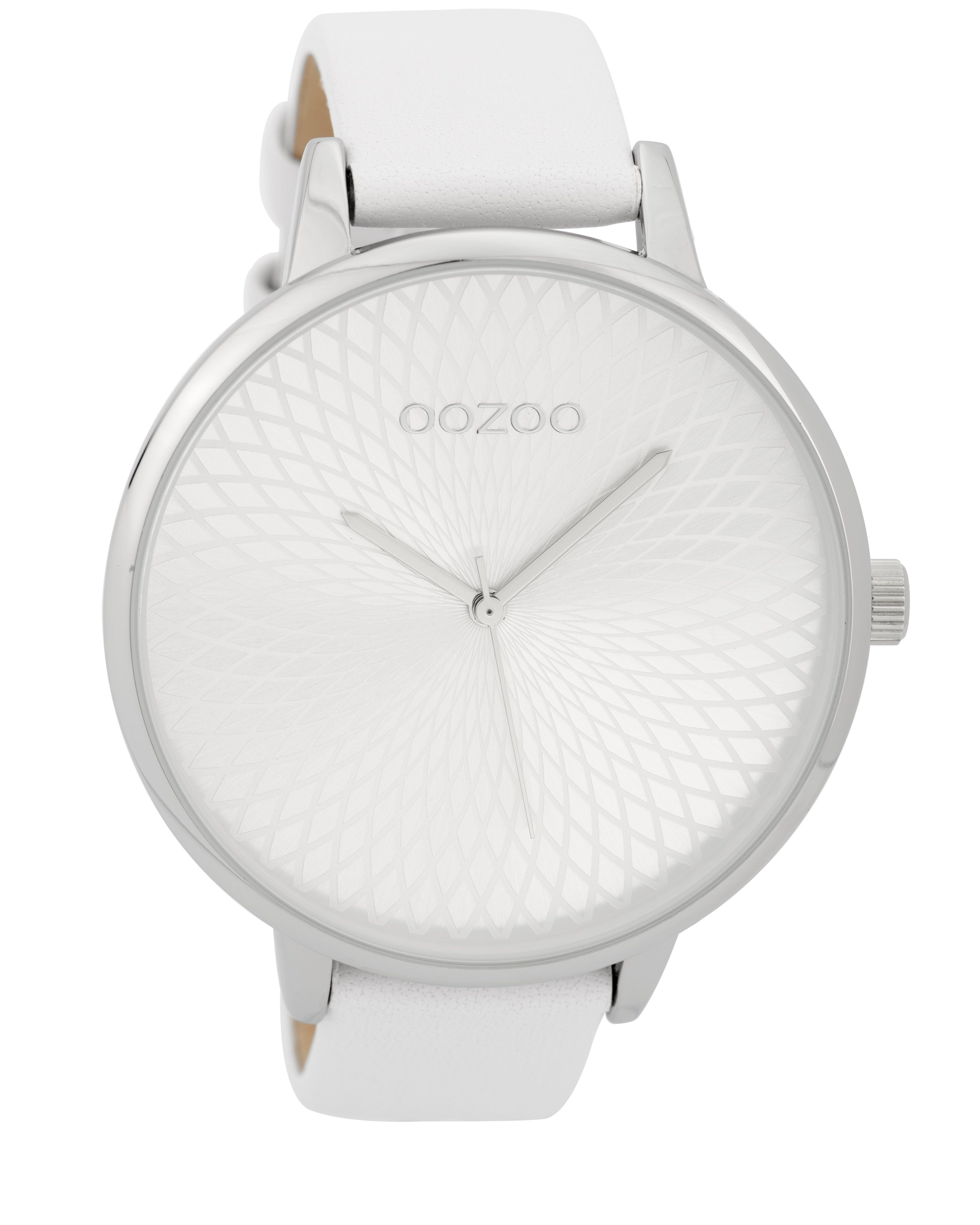 OOZOO Timepieces XXL White Leather Strap C9560