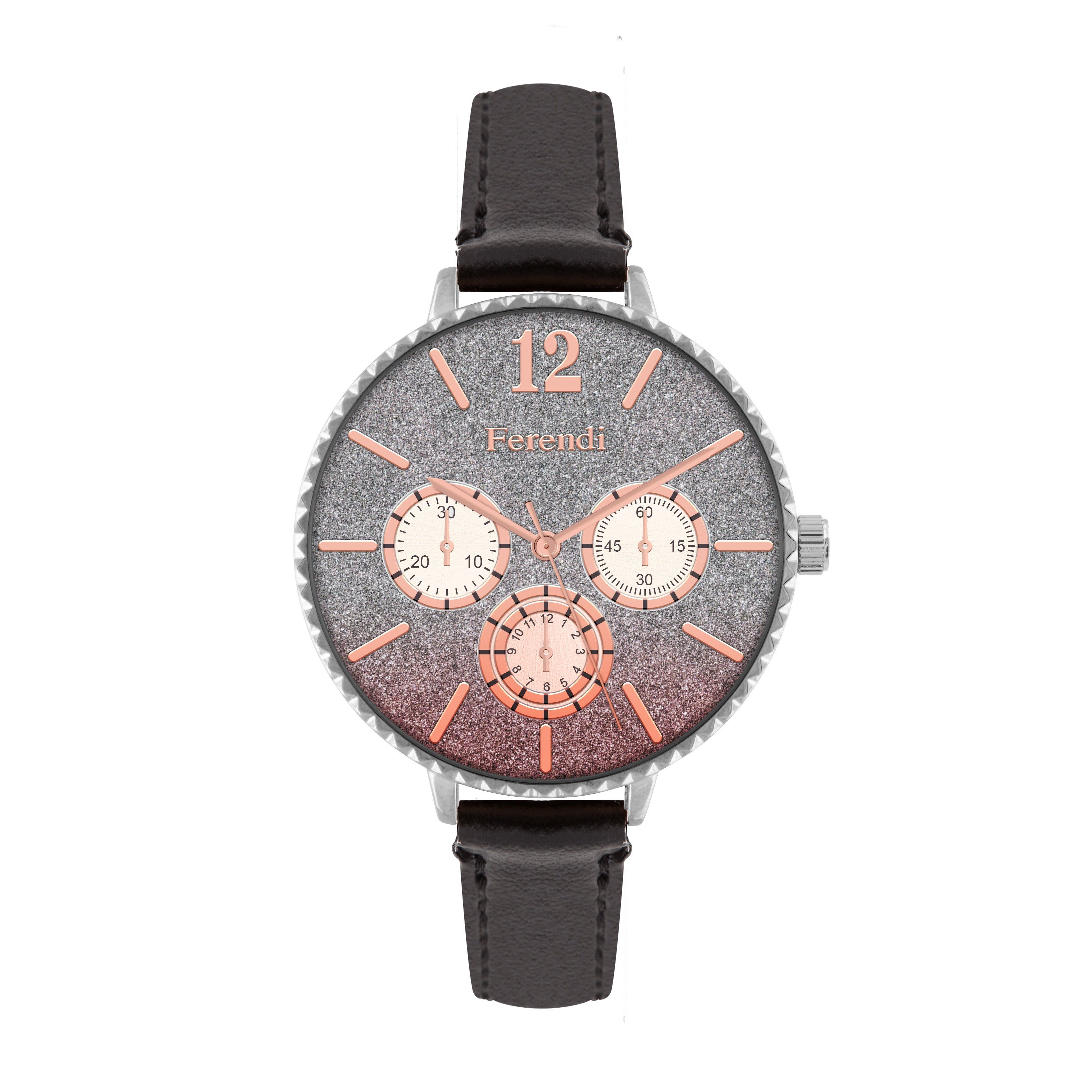 FERENDI Splendid Black Leather Strap 7460S-41