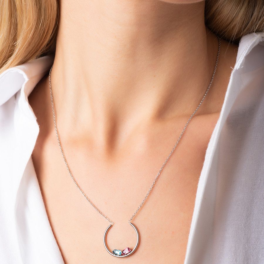 Κολίε Από Ανοξείδωτο Ατσάλι Με Κρύσταλλα AS14750