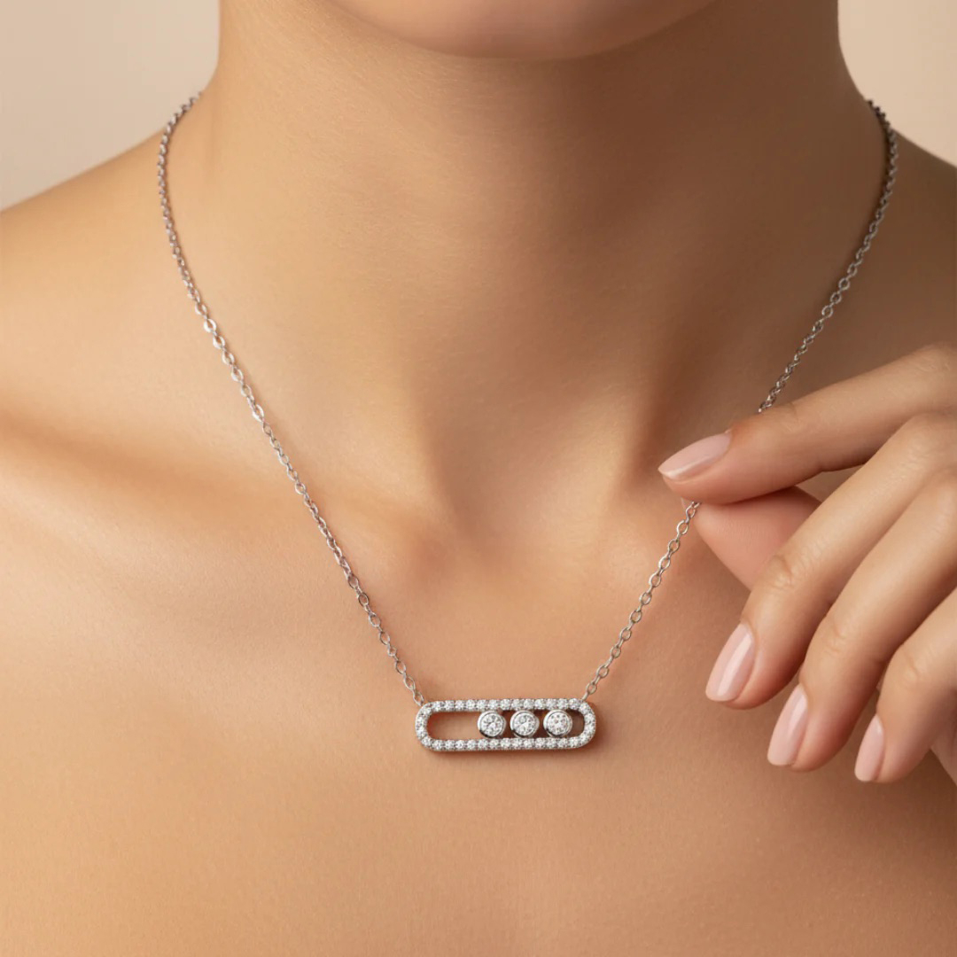 Κολίε Move Από Ατσάλι Με Κινούμενα Ζιργκόν MI13736