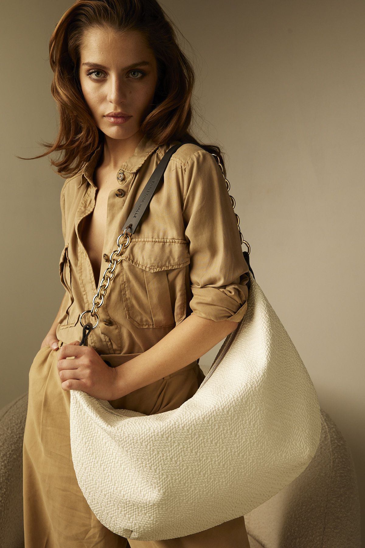 White Straw Hobo - Shoulder Bag by Christina Malle CM97006