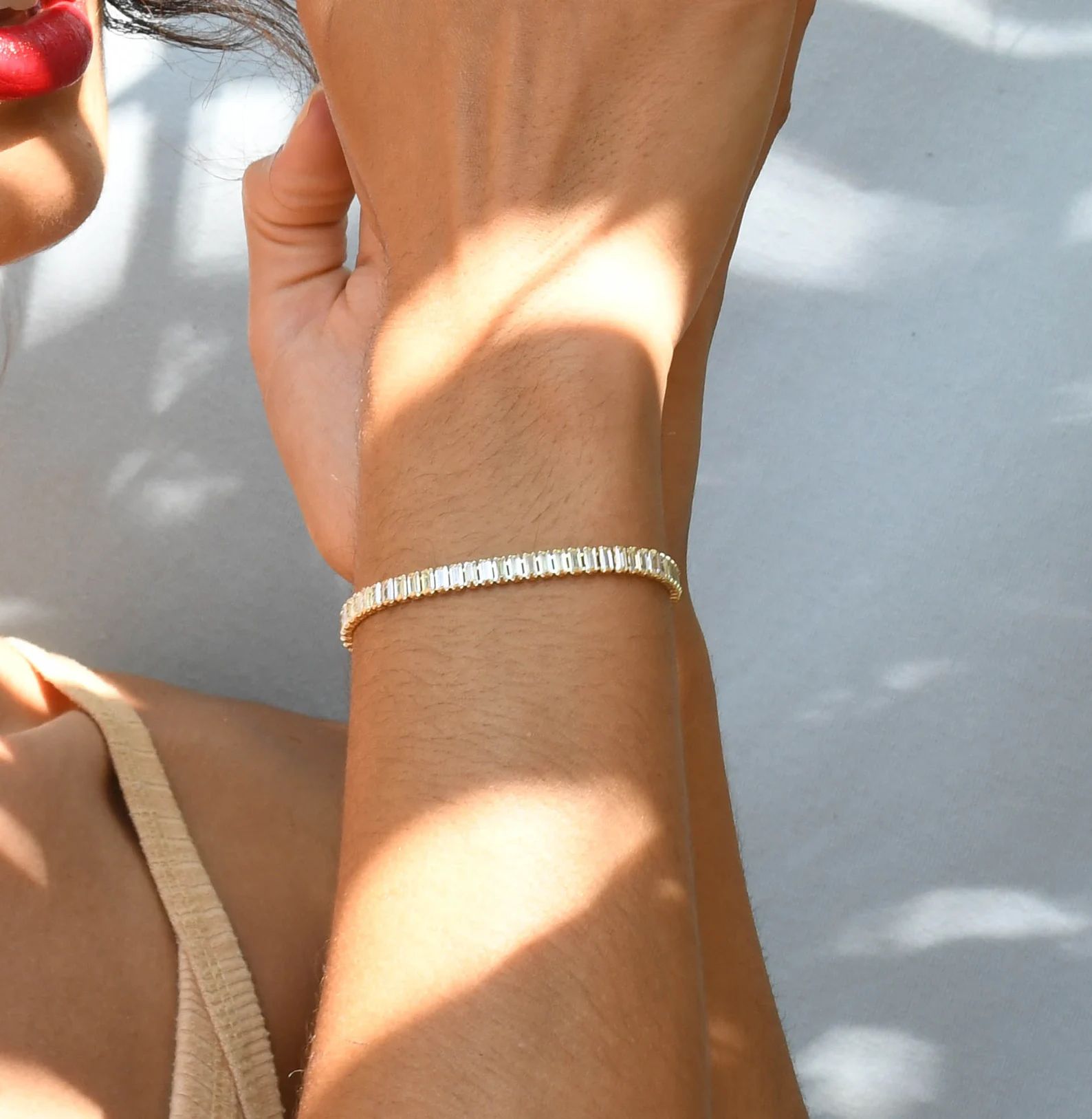 Σετ Κολιέ Ριβιέρα Choker Και Βραχιόλι Από Ανοξείδωτο Ατσάλι Επιχρυσωμένο 24Κ Με Ορθογώνια Ζιργκόν MI15228