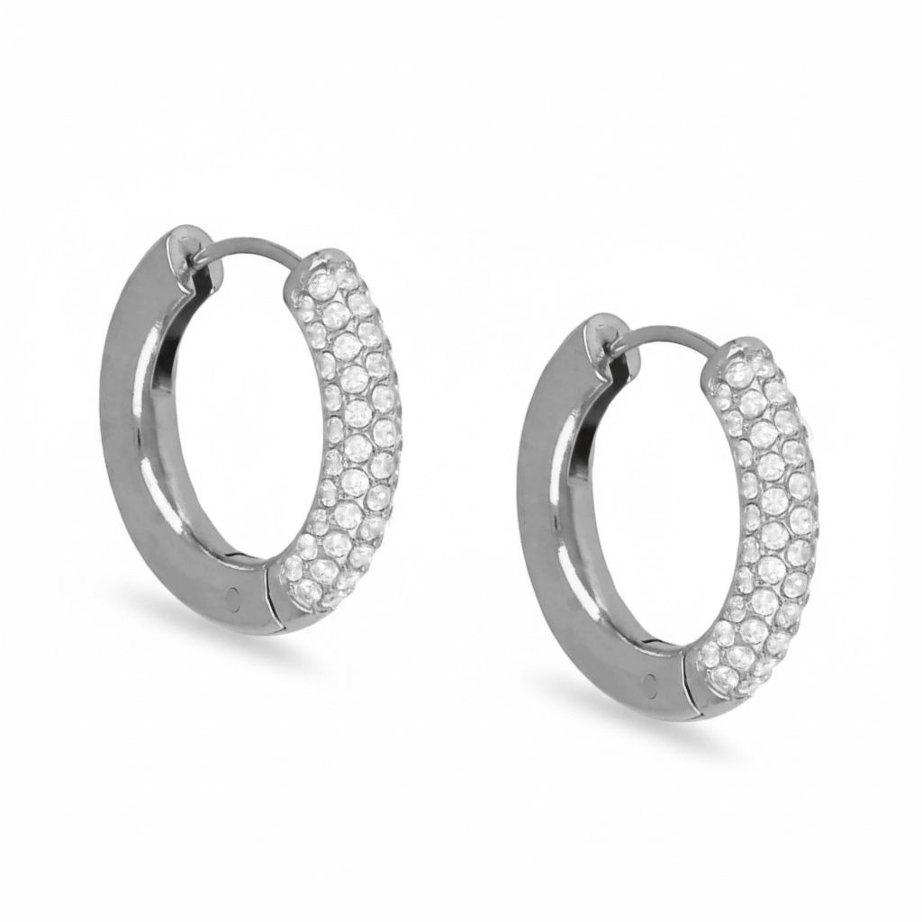 Σκουλαρίκια Κρίκοι 13x0,4 mm Από Ατσάλι Με Ζιργκόν MI40193