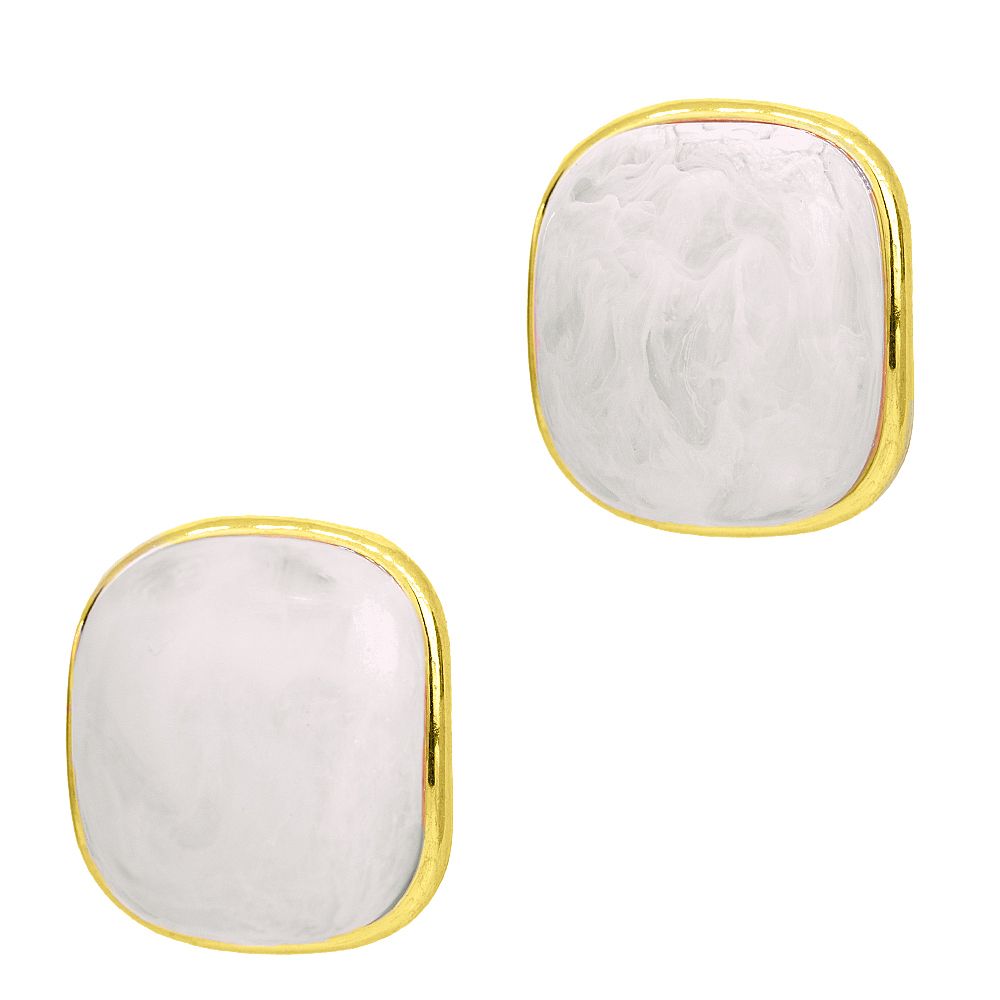 Σκουλαρίκια Marble Candy Λευκό Από Ατσάλι Επιχρυσωμένο MI43442
